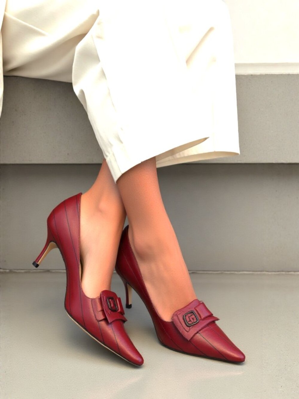 EMMA HOPE'S Made in Italy Stripped Kitten heel Pump shoesb 8,5